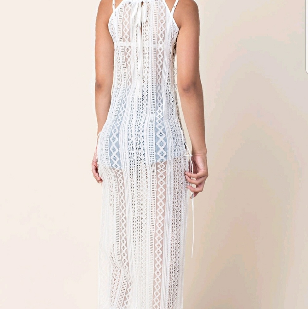 Melissa Crochet Lace Maxi Cover-Up – Black – Adjustable Side Tie - Picture 8 of 16